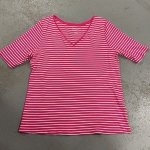 Lane Bryant Striped V Neck Pretty & Perfect Shirt Size 14